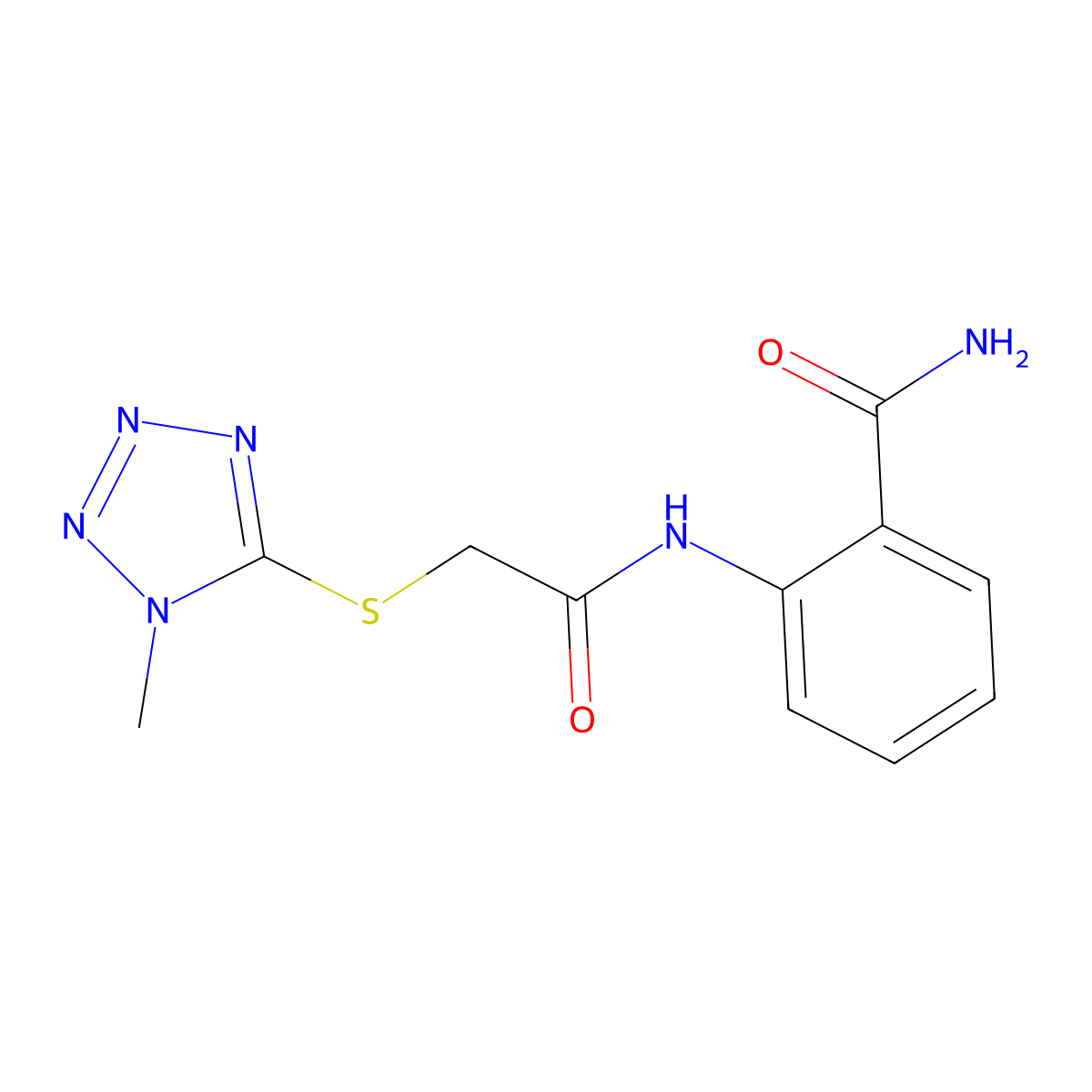 2-[[2-(1-Methyltetrazol-5-yl)sulfanylacetyl]amino]benzamide molecular structure, CAS 503290-14-0