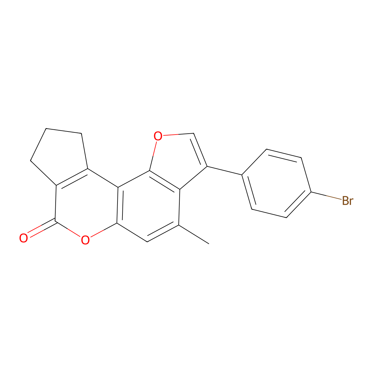 3-(4-bromophenyl)-4-methyl-9,10-dihydrocyclopenta[c]furo[2,3-f]chromen-7(8H)-one molecular structure, CAS 503306-85-2