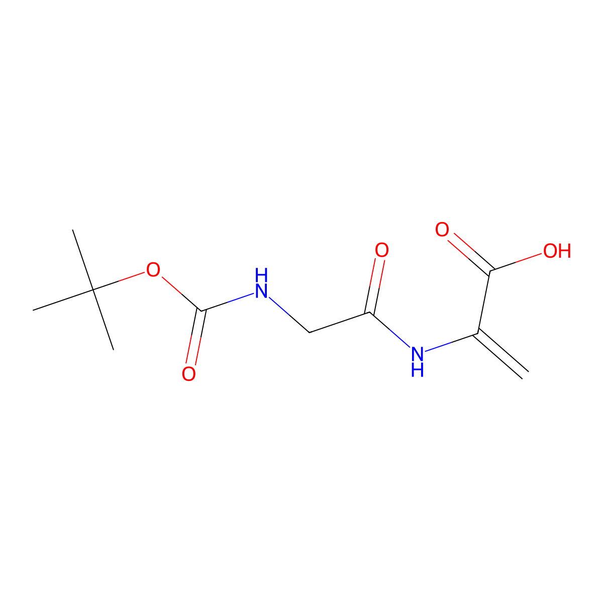2-[[2-[(2-Methylpropan-2-yl)oxycarbonylamino]acetyl]amino]prop-2-enoic acid molecular structure, CAS 50333-24-9