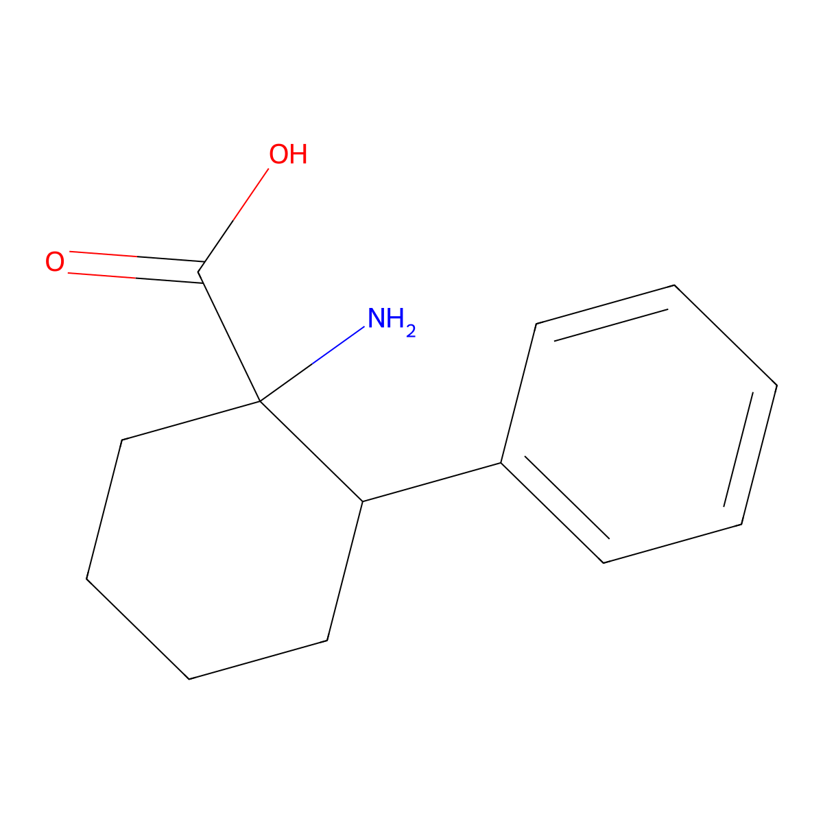 1-Amino-2-phenylcyclohexanecarboxylic acid molecular structure, CAS 5034-75-3