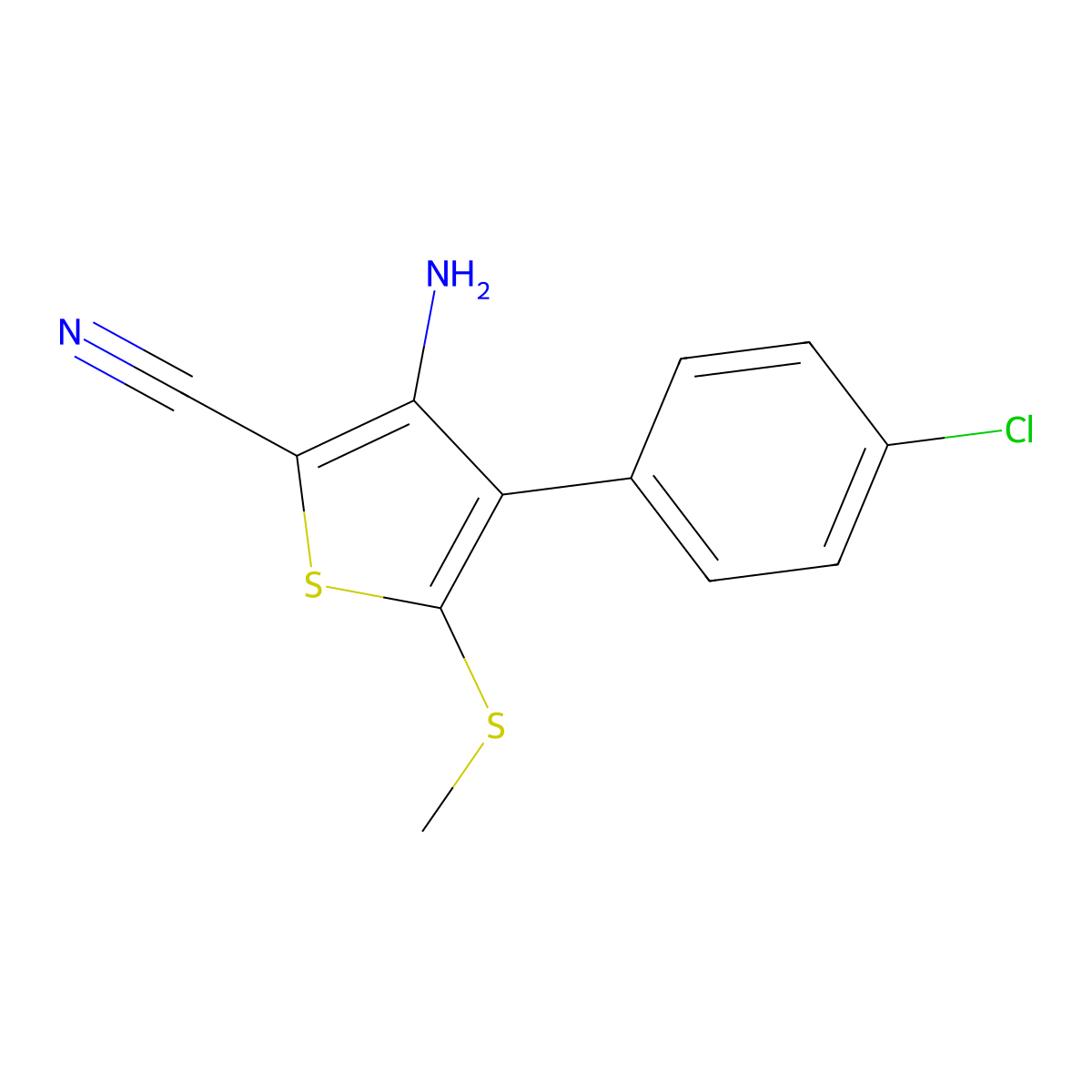 3-Amino-4-(4-chlorophenyl)-5-(methylsulfanyl)-2-thiophenecarbonitrile molecular structure, CAS 503424-39-3