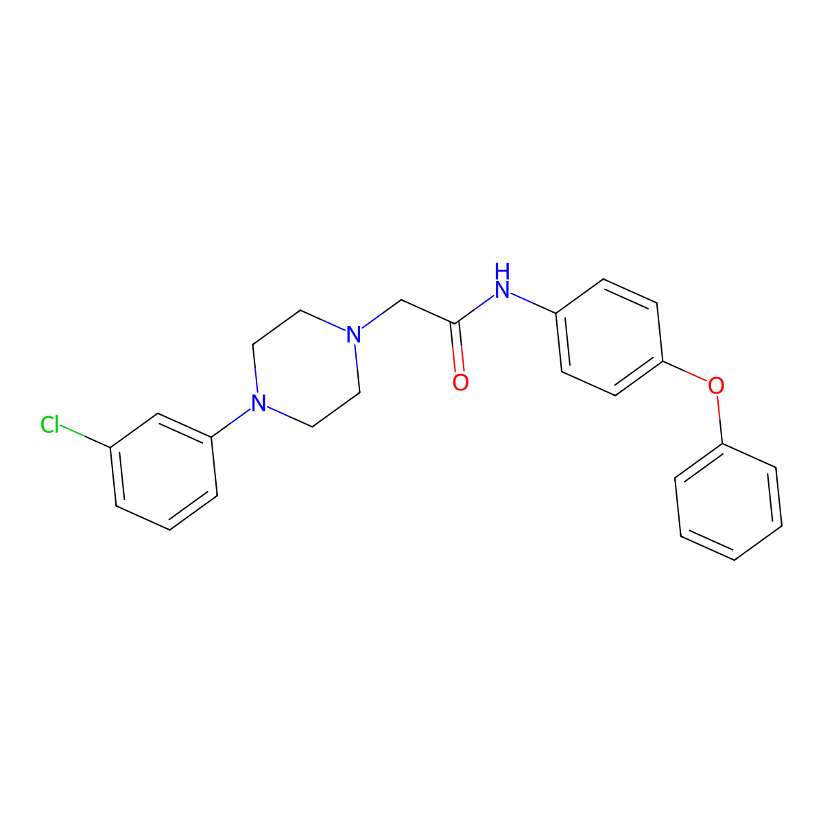 2-[4-(3-chlorophenyl)piperazin-1-yl]-N-(4-phenoxyphenyl)acetamide molecular structure, CAS 503425-66-9