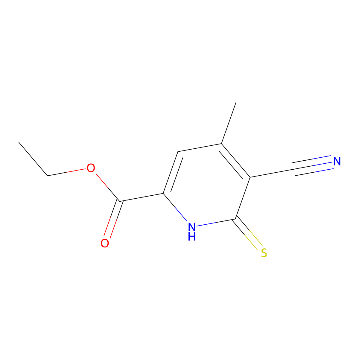 Ethyl 5-cyano-4-methyl-6-thioxo-1,6-dihydro-2-pyridinecarboxylate molecular structure, CAS 503426-60-6