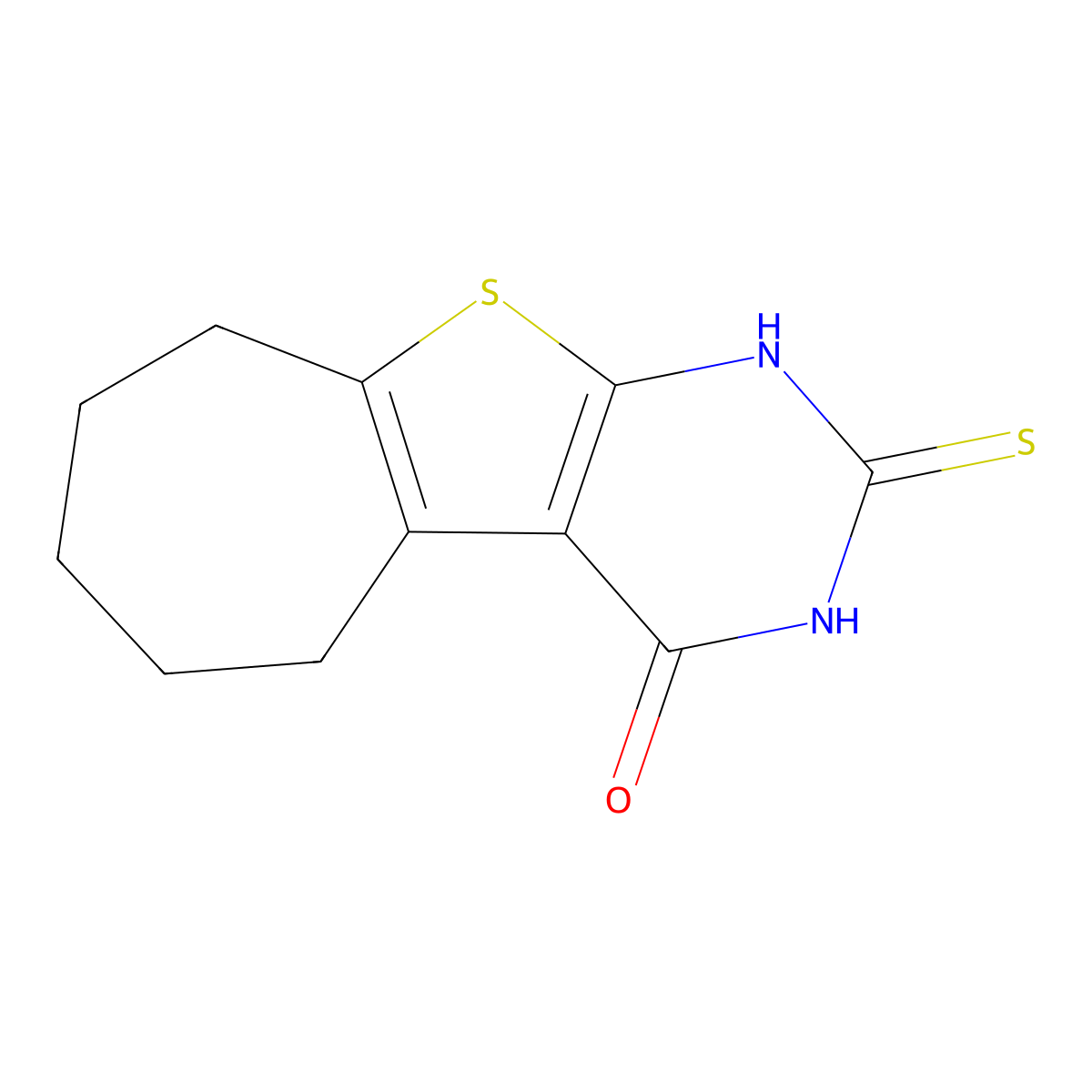 2-thioxo-1,2,3,5,6,7,8,9-octahydro-4H-cyclohepta[4,5]thieno[2,3-d]pyrimidin-4-one molecular structure, CAS 503428-12-4