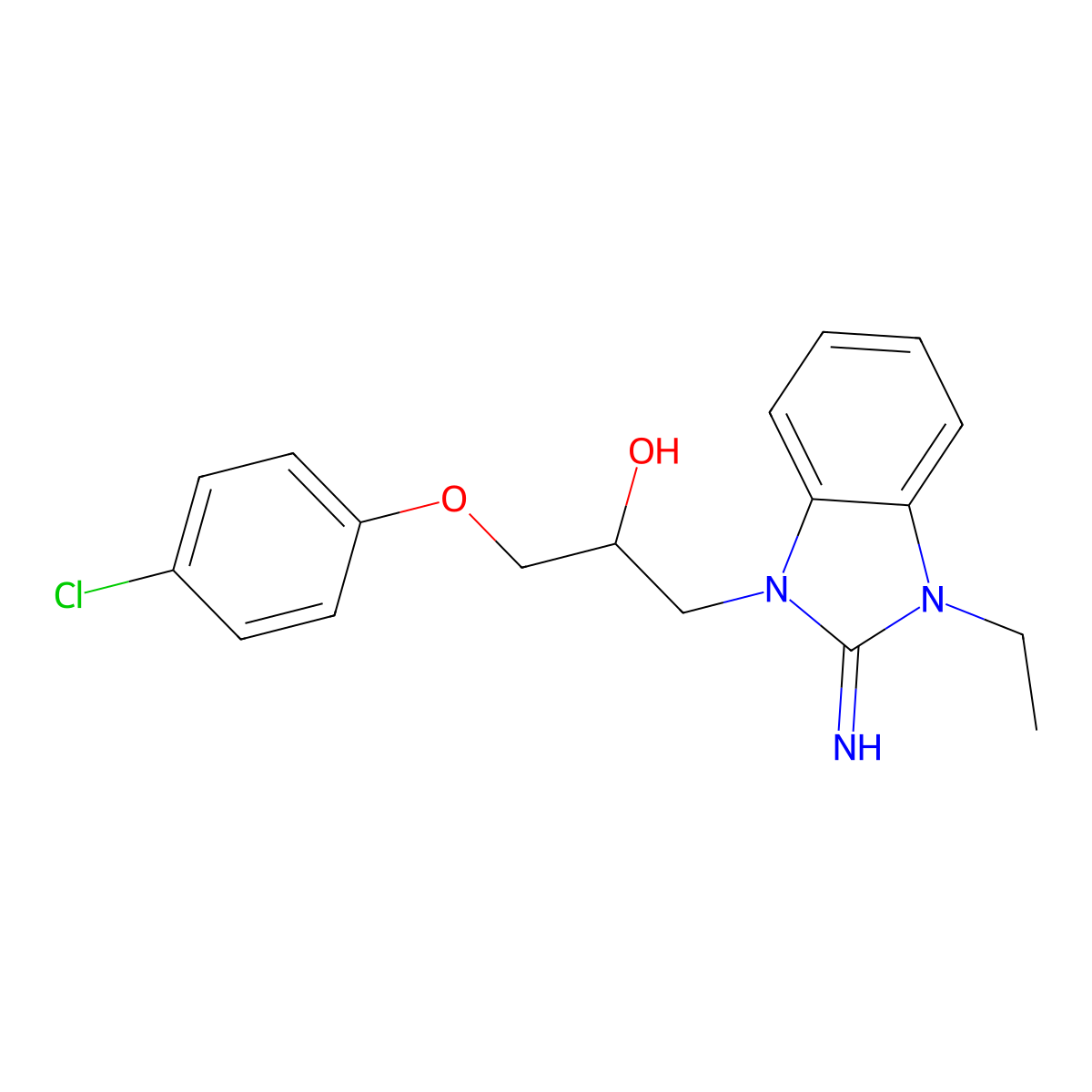 1-(4-Chlorophenoxy)-3-(3-ethyl-2-iminobenzimidazol-1-yl)propan-2-ol molecular structure, CAS 503428-36-2