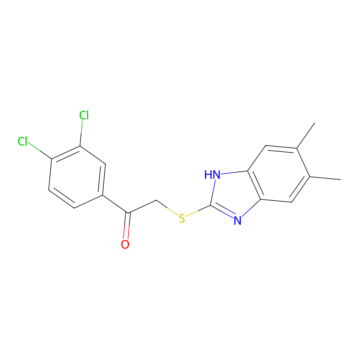 1-(3,4-dichlorophenyl)-2-[(5,6-dimethyl-1H-benzimidazol-2-yl)sulfanyl]ethanone molecular structure, CAS 503428-49-7