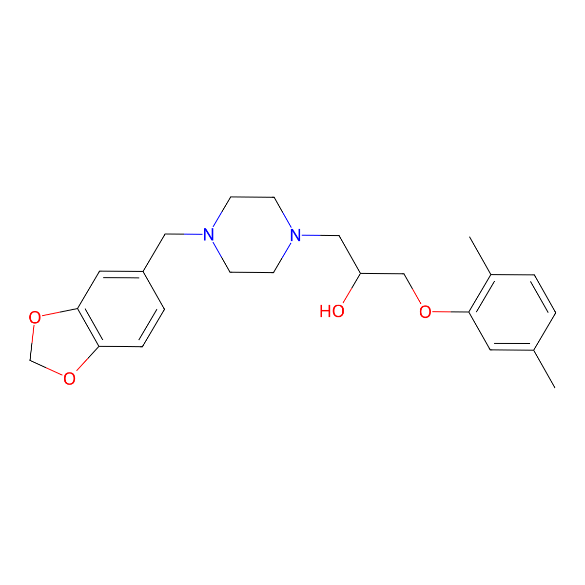 1-[4-(1,3-Benzodioxol-5-ylmethyl)piperazin-1-yl]-3-(2,5-dimethylphenoxy)propan-2-ol molecular structure, CAS 503429-65-0