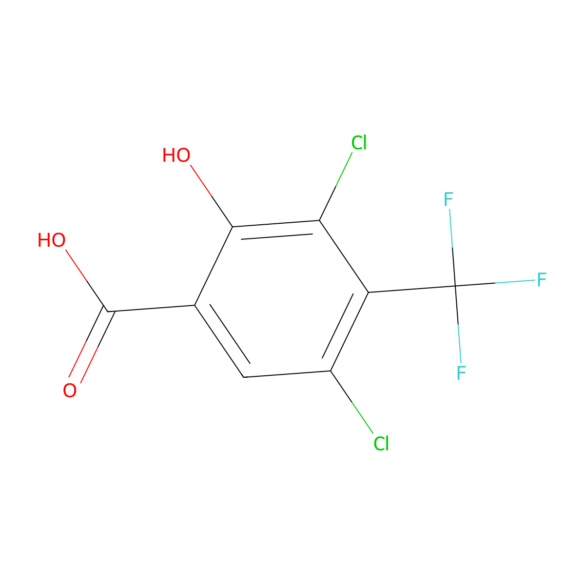 3,5-Dichloro-2-hydroxy-4-(trifluoromethyl)benzoic acid molecular structure, CAS 50343-81-2