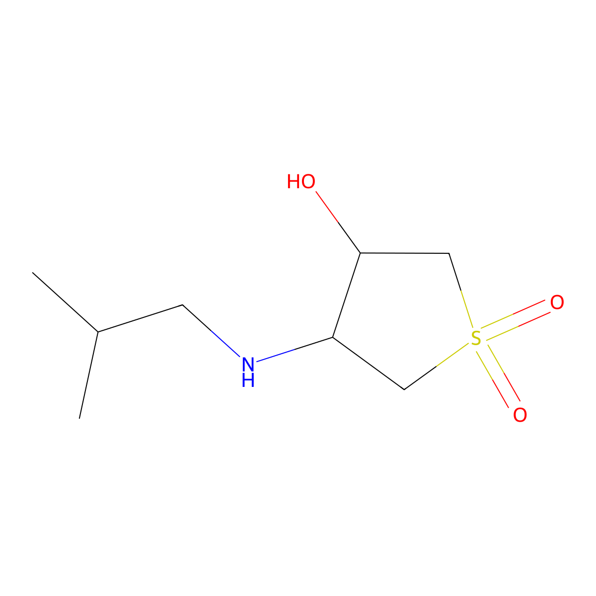 4-Isobutylamino-1,1-dioxo-tetrahydrothiophen-3-ol molecular structure, CAS 503430-11-3