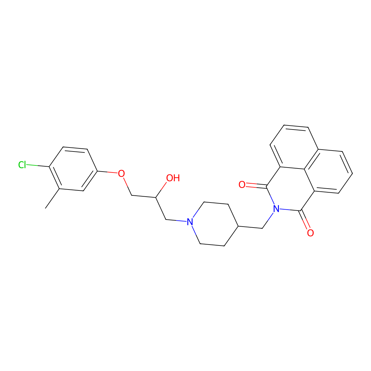 2-[[1-[3-(4-Chloro-3-methylphenoxy)-2-hydroxypropyl]piperidin-4-yl]methyl]benzo[de]isoquinoline-1,3-dione molecular structure, CAS 503430-19-1