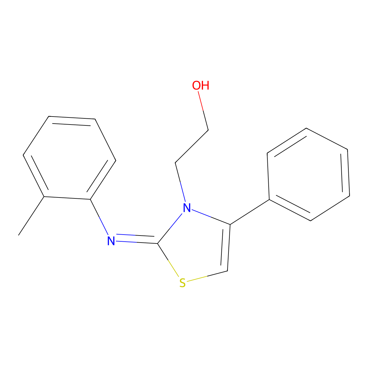(Z)-2-(4-phenyl-2-(o-tolylimino)thiazol-3(2H)-yl)ethanol molecular structure, CAS 503430-46-4