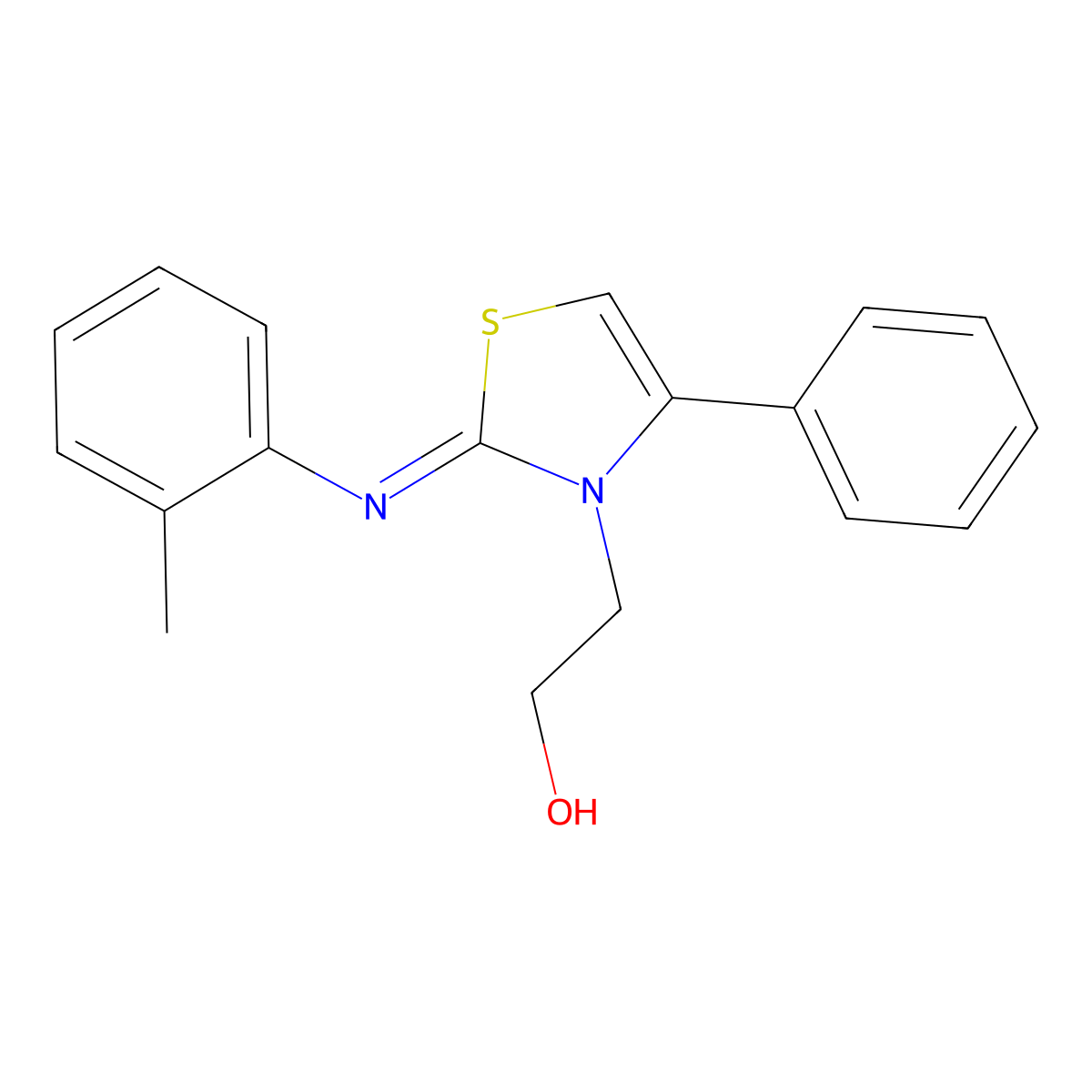 (Z)-2-(4-phenyl-2-(o-tolylimino)thiazol-3(2H)-yl)ethanol molecular structure, CAS 503430-46-4