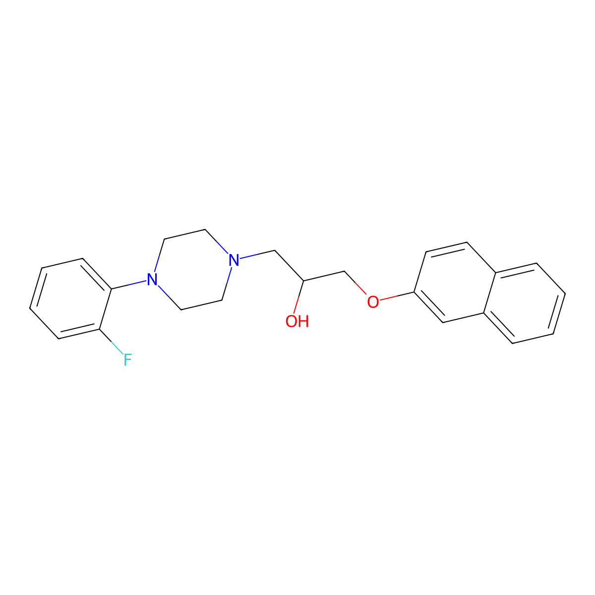 1-(4-(2-Fluorophenyl)piperazin-1-yl)-3-(naphthalen-2-yloxy)propan-2-ol molecular structure, CAS 503430-54-4