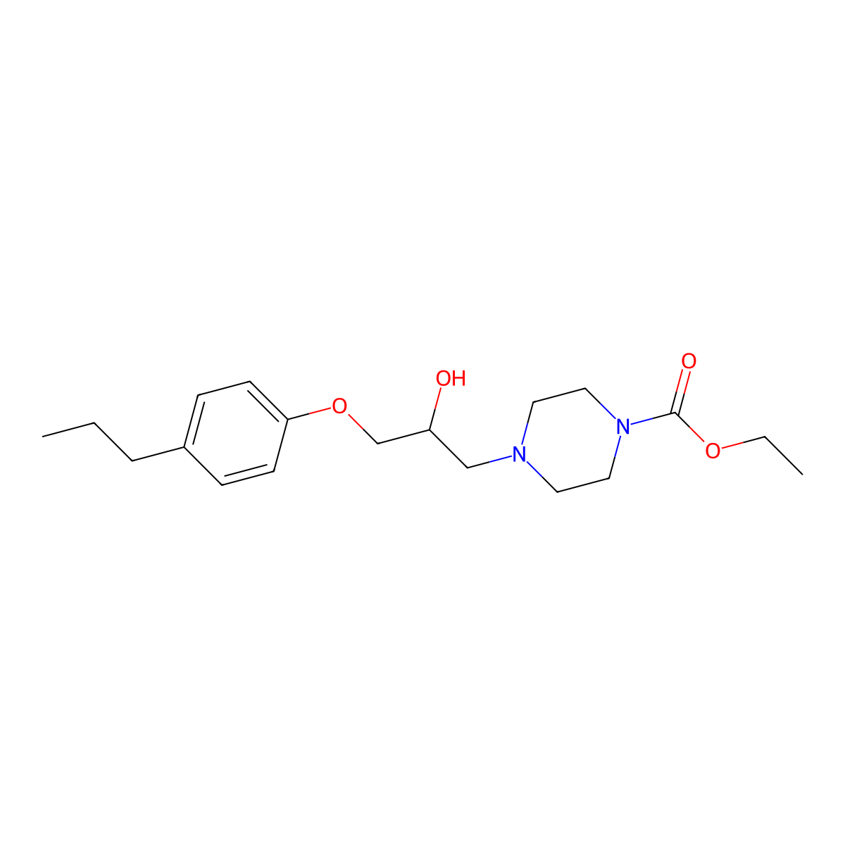 Ethyl 4-[2-hydroxy-3-(4-propylphenoxy)propyl]-1-piperazinecarboxylate molecular structure, CAS 503430-58-8