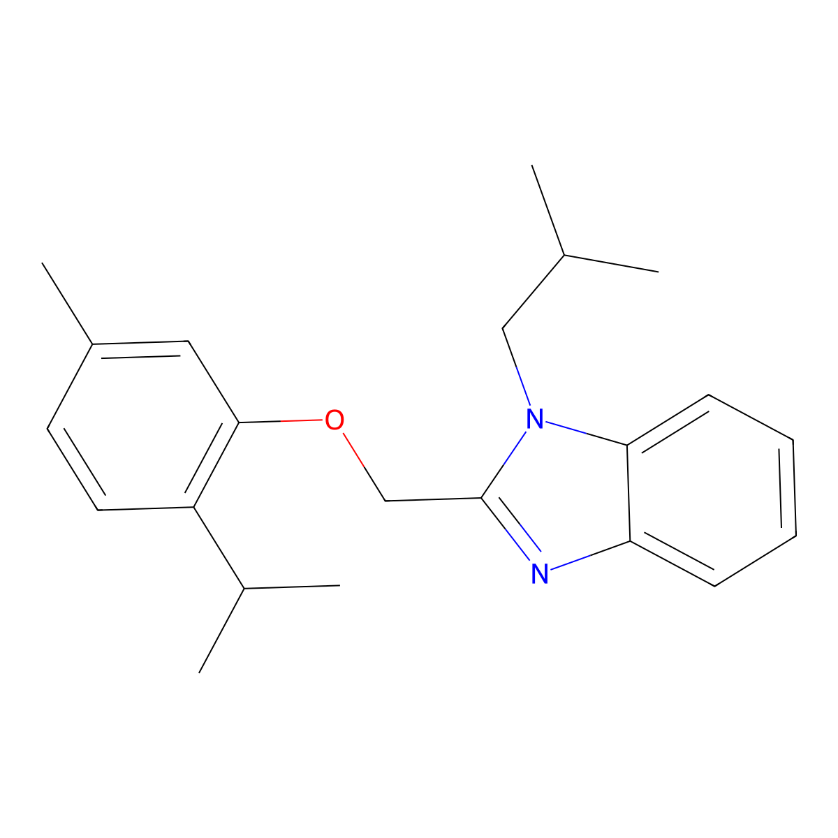 2-{[5-methyl-2-(propan-2-yl)phenoxy]methyl}-1-(2-methylpropyl)-1H-1,3-benzodiazole molecular structure, CAS 503431-04-7