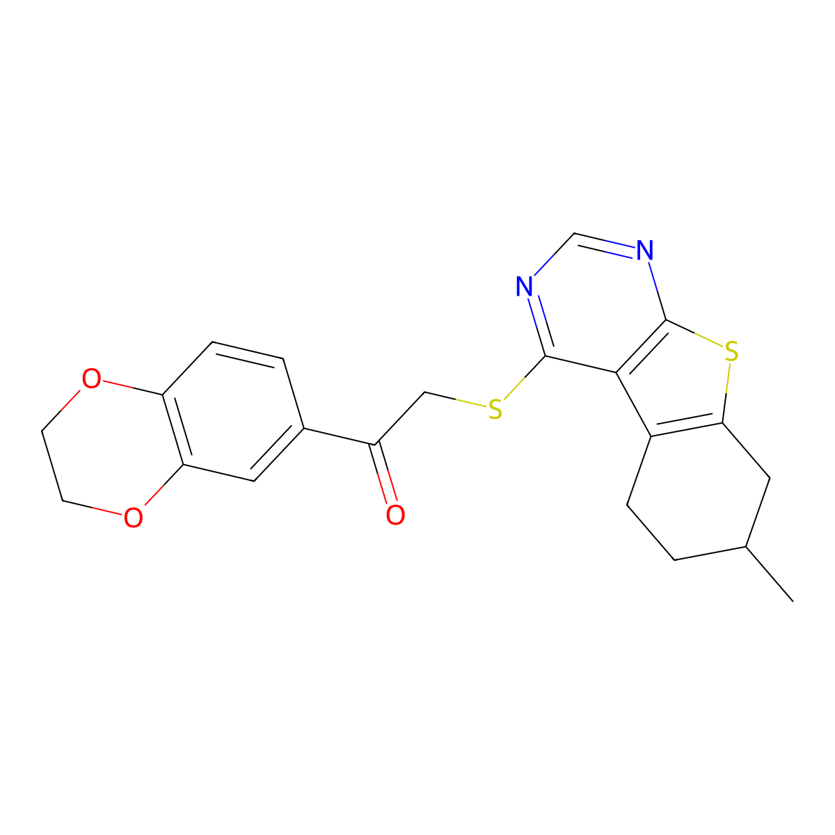 1-(2,3-Dihydro-1,4-benzodioxin-6-yl)-2-[(7-methyl-5,6,7,8-tetrahydro-[1]benzothiolo[2,3-d]pyrimidin-4-yl)sulfanyl]ethanone molecular structure, CAS 503431-30-9