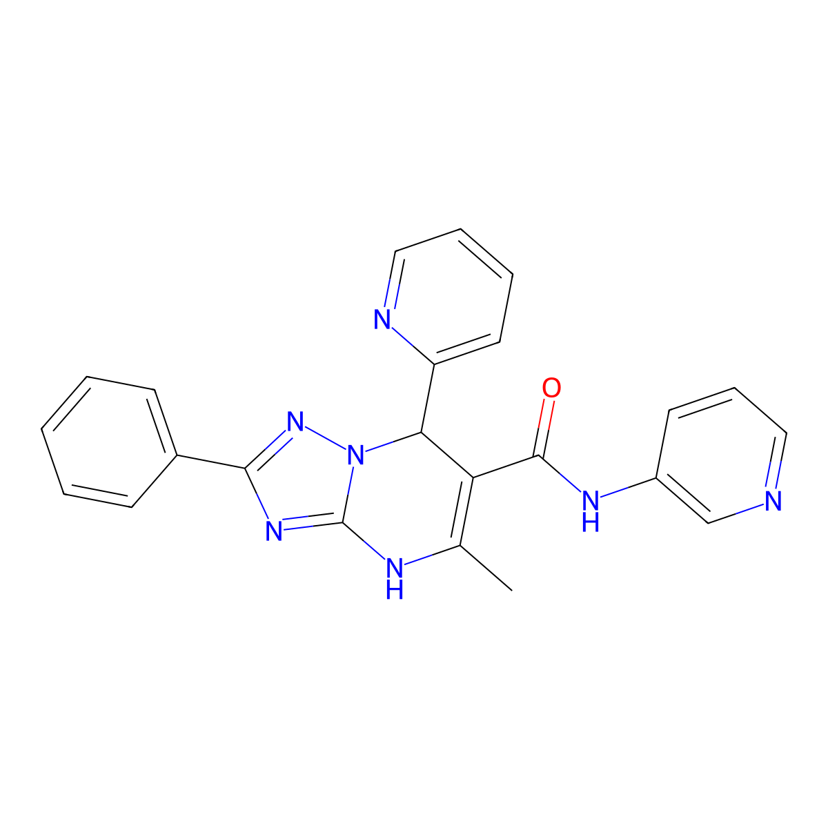 5-methyl-2-phenyl-7-pyridin-2-yl-N-pyridin-3-yl-1,7-dihydro-[1,2,4]triazolo[1,5-a]pyrimidine-6-carboxamide molecular structure, CAS 503431-33-2