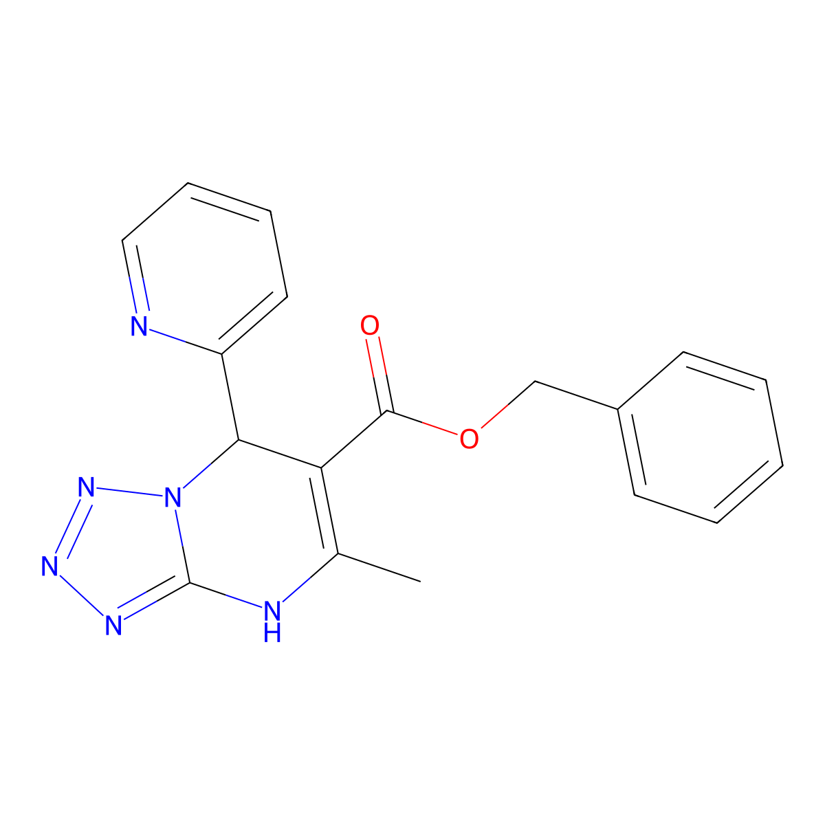 Benzyl 5-methyl-7-(2-pyridinyl)-4,7-dihydrotetraazolo[1,5-a]pyrimidine-6-carboxylate molecular structure, CAS 503431-35-4