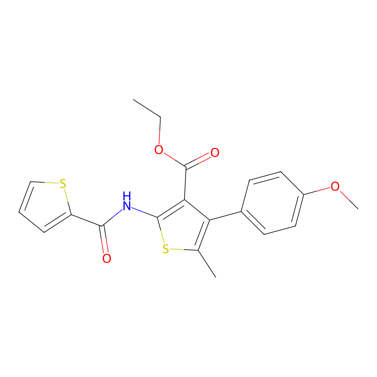 Ethyl 4-(4-methoxyphenyl)-5-methyl-2-(thiophene-2-carboxamido)thiophene-3-carboxylate molecular structure, CAS 503431-39-8