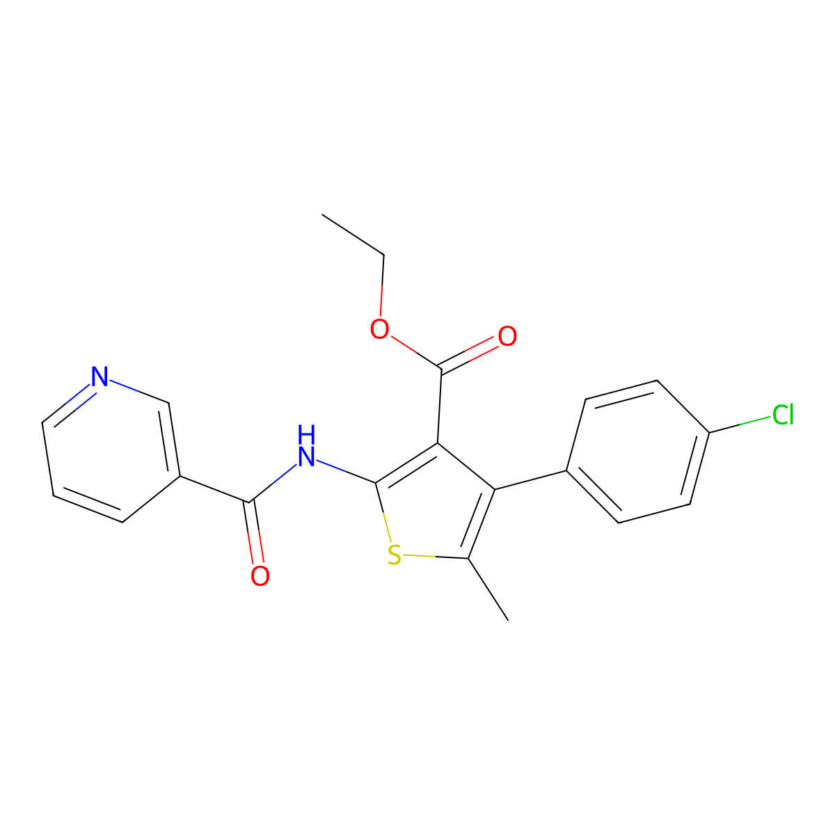 Ethyl 4-(4-chlorophenyl)-5-methyl-2-(nicotinamido)thiophene-3-carboxylate molecular structure, CAS 503431-43-4