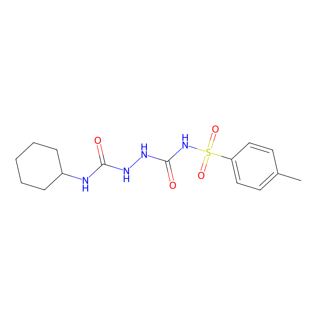 1-[(Cyclohexylcarbamoyl)amino]-3-(4-methylbenzenesulfonyl)urea molecular structure, CAS 503431-53-6