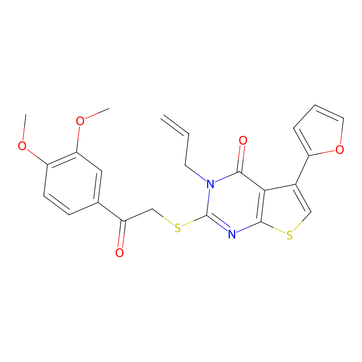 2-[2-(3,4-Dimethoxyphenyl)-2-oxoethyl]sulfanyl-5-(furan-2-yl)-3-prop-2-enylthieno[2,3-d]pyrimidin-4-one molecular structure, CAS 503431-83-2