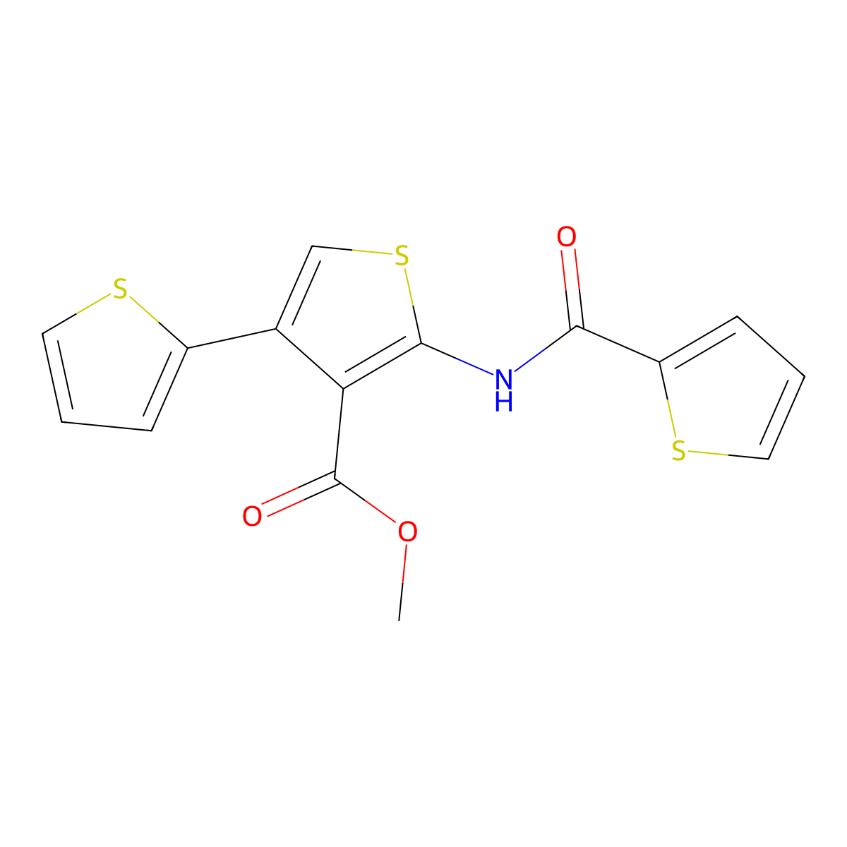 Methyl 5'-(thiophene-2-amido)-[2,3'-bithiophene]-4'-carboxylate molecular structure, CAS 503431-94-5