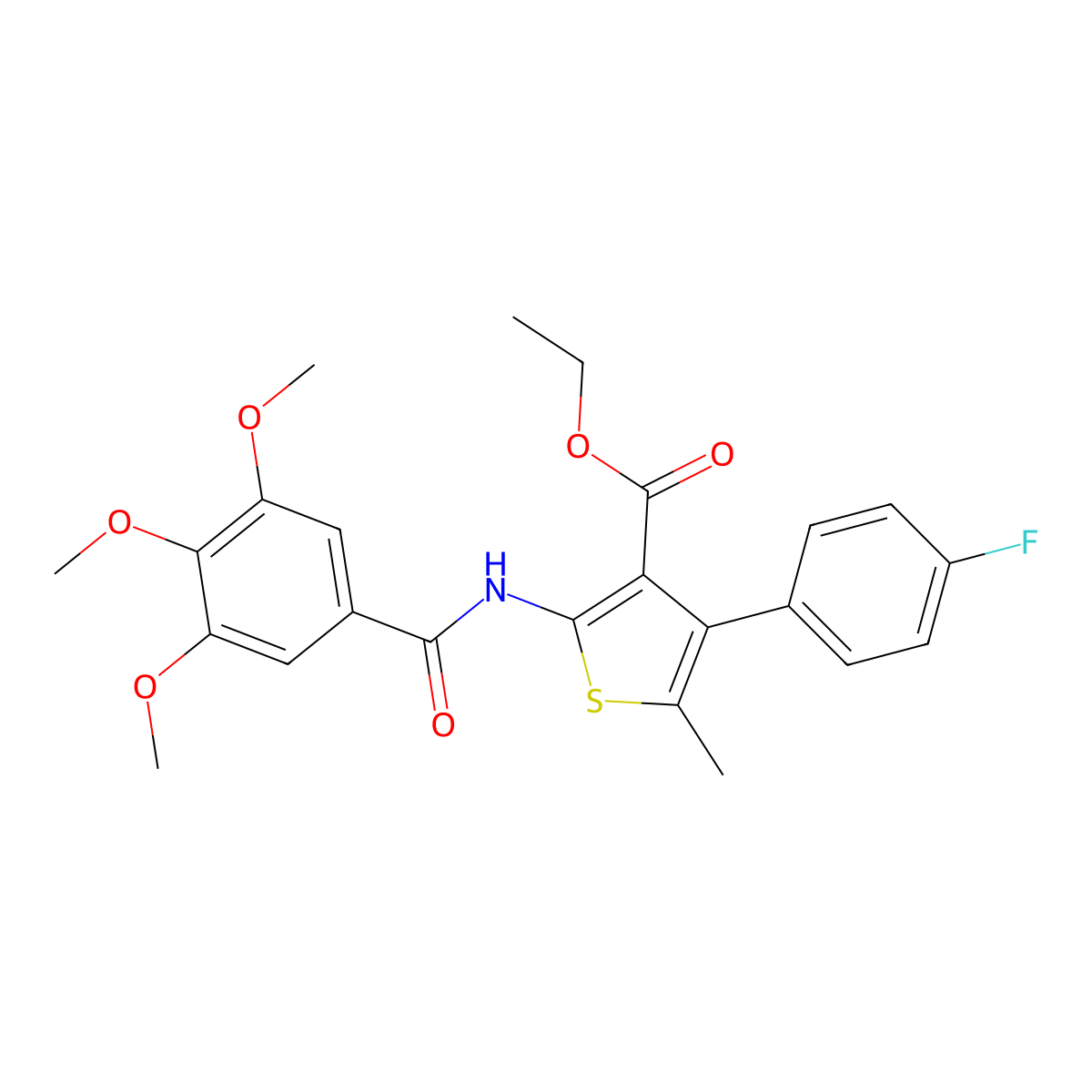 Ethyl 4-(4-fluorophenyl)-5-methyl-2-(3,4,5-trimethoxybenzamido)thiophene-3-carboxylate molecular structure, CAS 503432-05-1