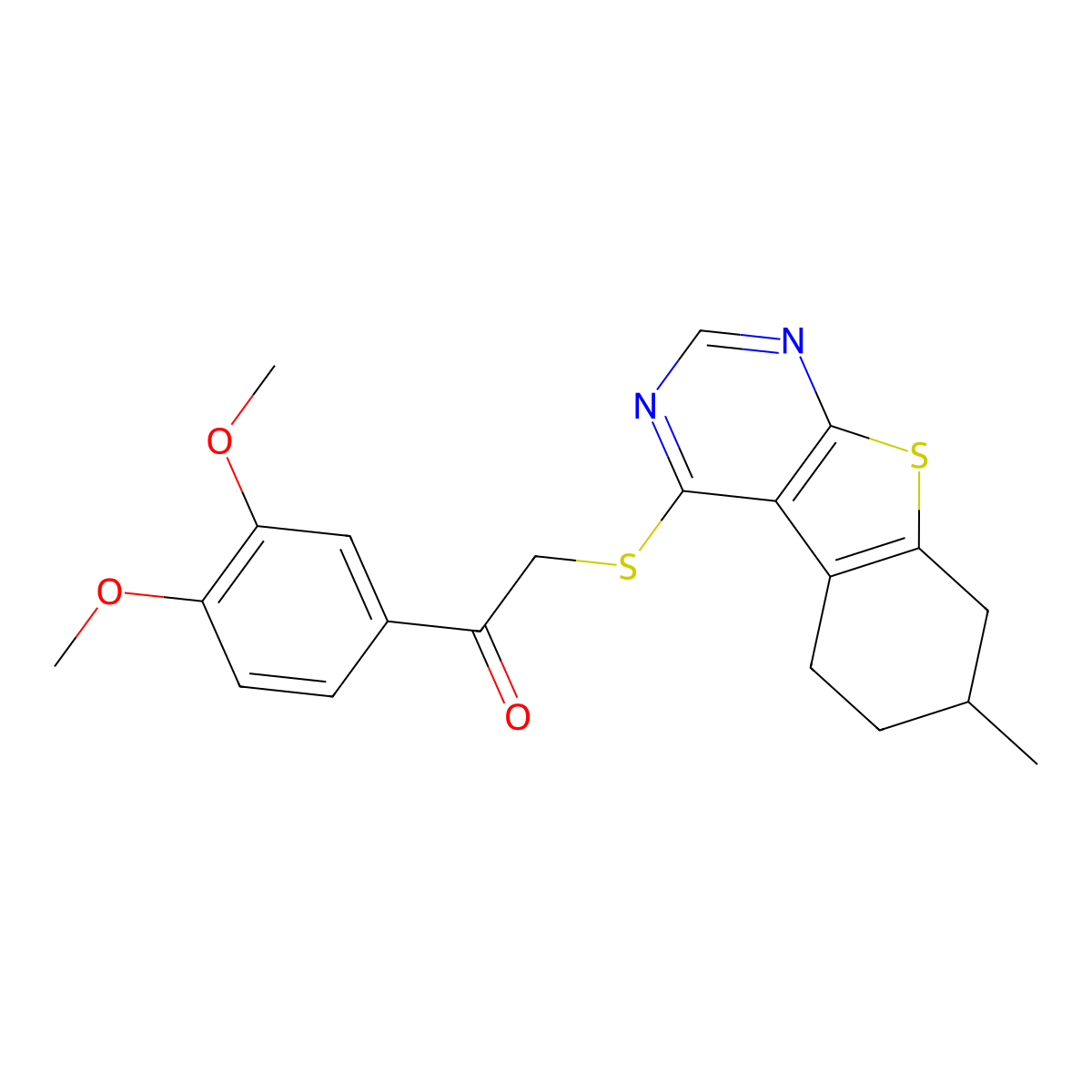 1-(3,4-Dimethoxyphenyl)-2-({11-methyl-8-thia-4,6-diazatricyclo[7.4.0.0^{2,7}]trideca-1(9),2(7),3,5-tetraen-3-yl}sulfanyl)ethan-1-one molecular structure, CAS 503432-14-2