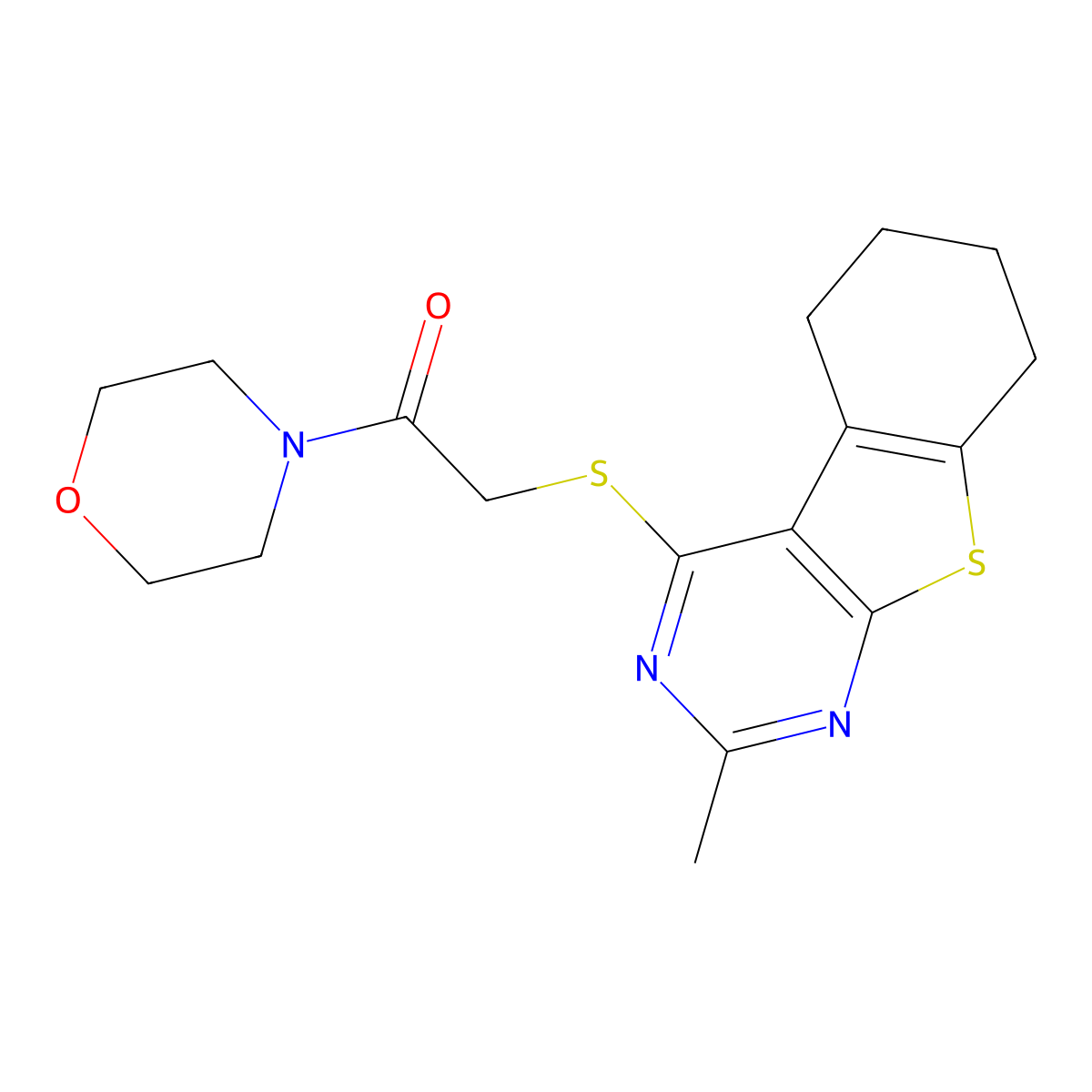 2-[(2-Methyl-5,6,7,8-tetrahydro[1]benzothieno[2,3-d]pyrimidin-4-yl)sulfanyl]-1-(morpholin-4-yl)ethanone molecular structure, CAS 503432-16-4