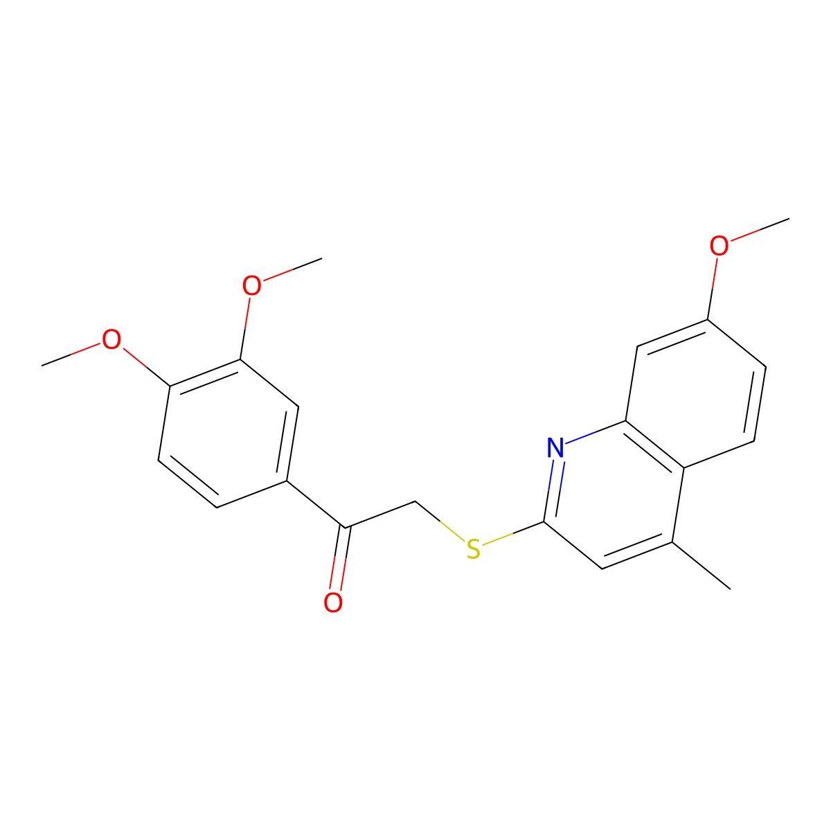 1-(3,4-Dimethoxyphenyl)-2-(7-methoxy-4-methylquinolin-2-yl)sulfanylethanone molecular structure, CAS 503432-17-5