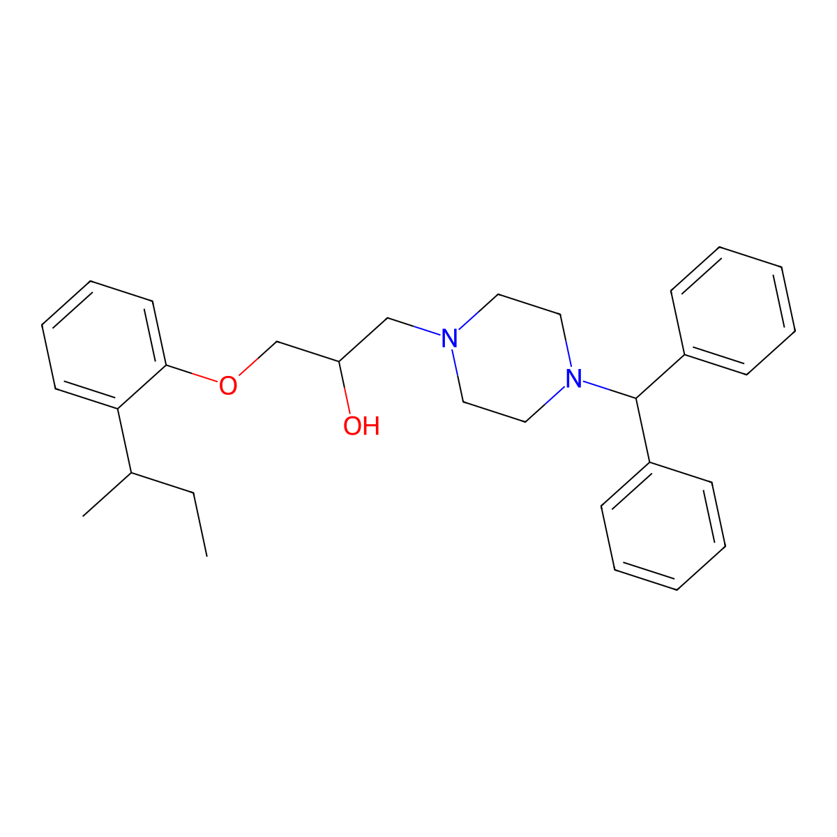 1-(4-Benzhydrylpiperazin-1-yl)-3-(2-butan-2-ylphenoxy)propan-2-ol molecular structure, CAS 503432-20-0