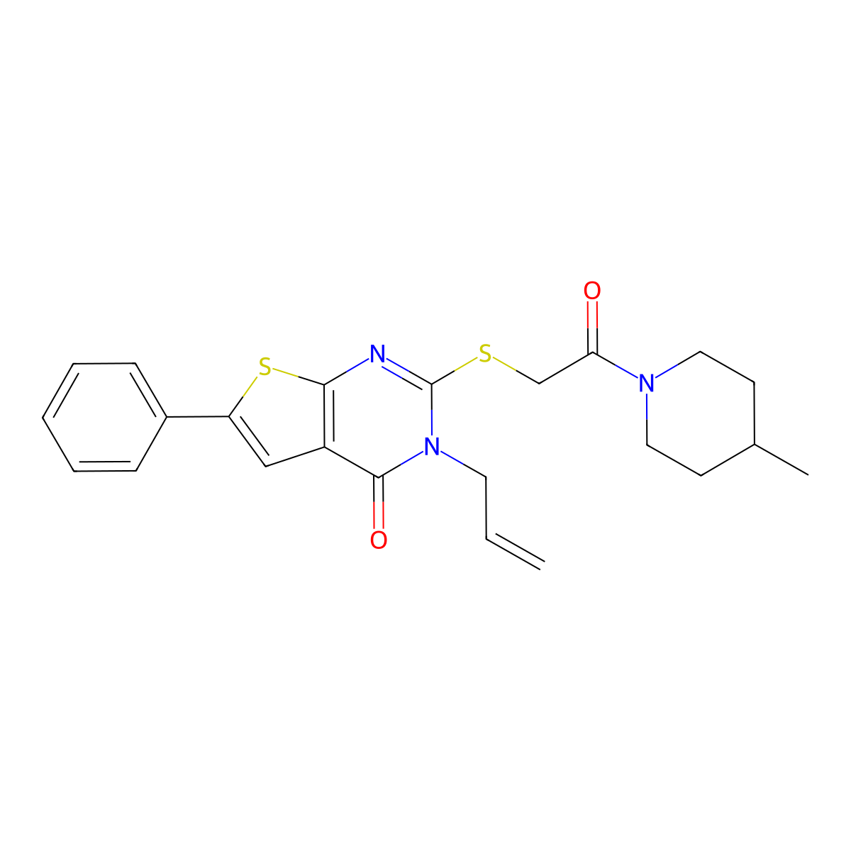 2-[2-(4-Methylpiperidin-1-yl)-2-oxoethyl]sulfanyl-6-phenyl-3-prop-2-enylthieno[2,3-d]pyrimidin-4-one molecular structure, CAS 503432-24-4