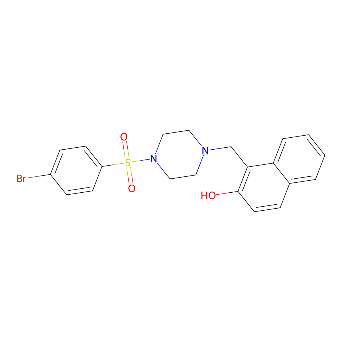 1-((4-((4-Bromophenyl)sulfonyl)piperazin-1-yl)methyl)naphthalen-2-ol molecular structure, CAS 503432-31-3