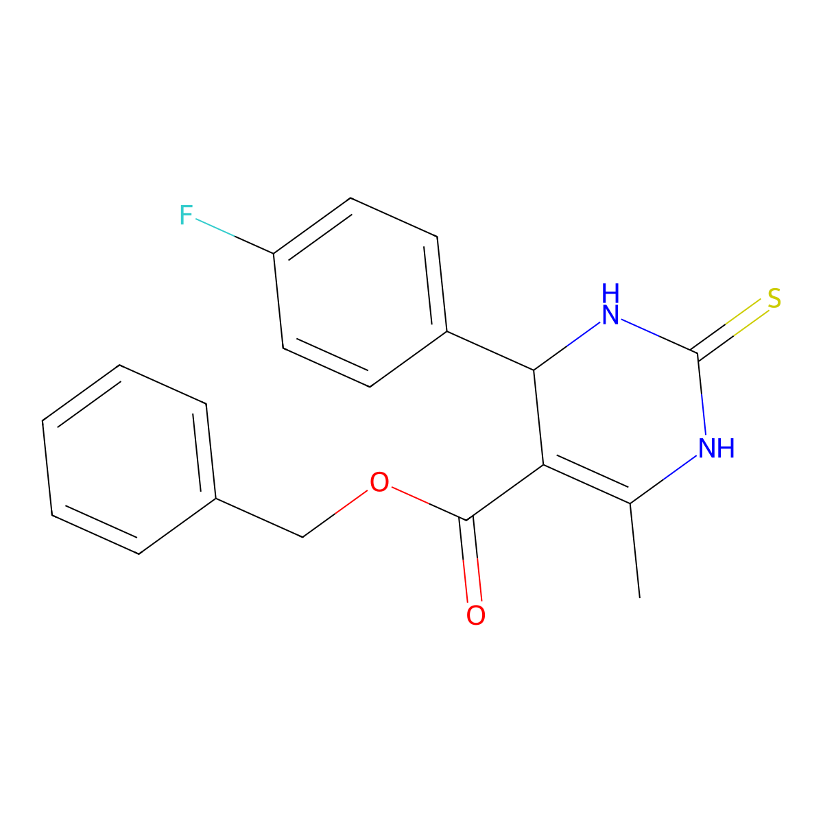 Benzyl 4-(4-fluorophenyl)-6-methyl-2-thioxo-1,2,3,4-tetrahydropyrimidine-5-carboxylate molecular structure, CAS 503432-52-8