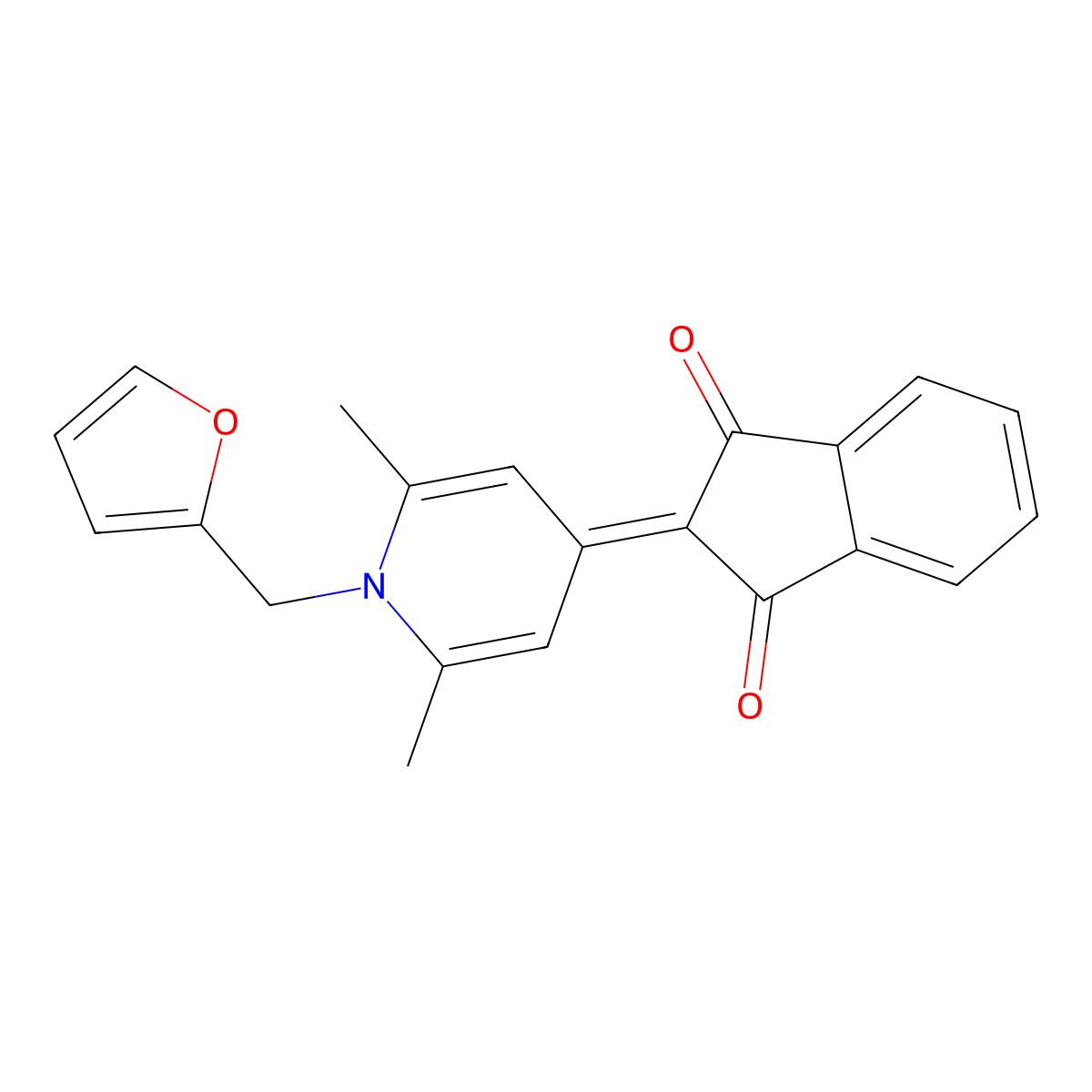 2-[1-(Furan-2-ylmethyl)-2,6-dimethylpyridin-4-ylidene]indene-1,3-dione molecular structure, CAS 503432-63-1