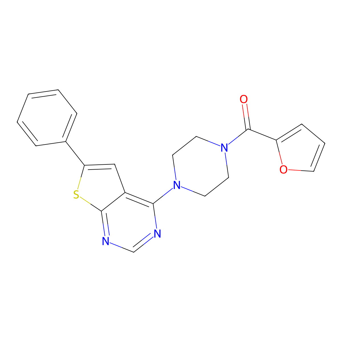 1-(Furan-2-carbonyl)-4-{6-phenylthieno[2,3-d]pyrimidin-4-yl}piperazine molecular structure, CAS 503432-67-5
