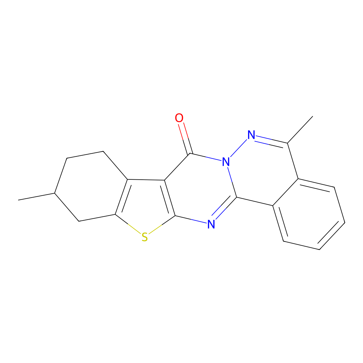 5,11-dimethyl-9,10,11,12-tetrahydro-8H-[1]benzothieno[2',3':4,5]pyrimido[2,1-a]phthalazin-8-one molecular structure, CAS 503432-77-7