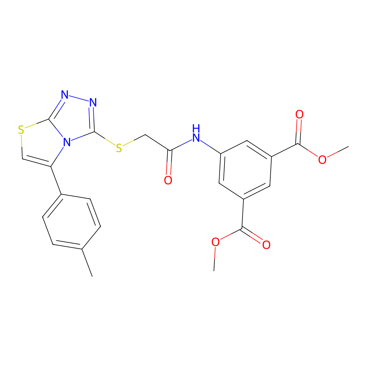 Dimethyl 5-(2-((5-(p-tolyl)thiazolo[2,3-c][1,2,4]triazol-3-yl)thio)acetamido)isophthalate molecular structure, CAS 503432-90-4