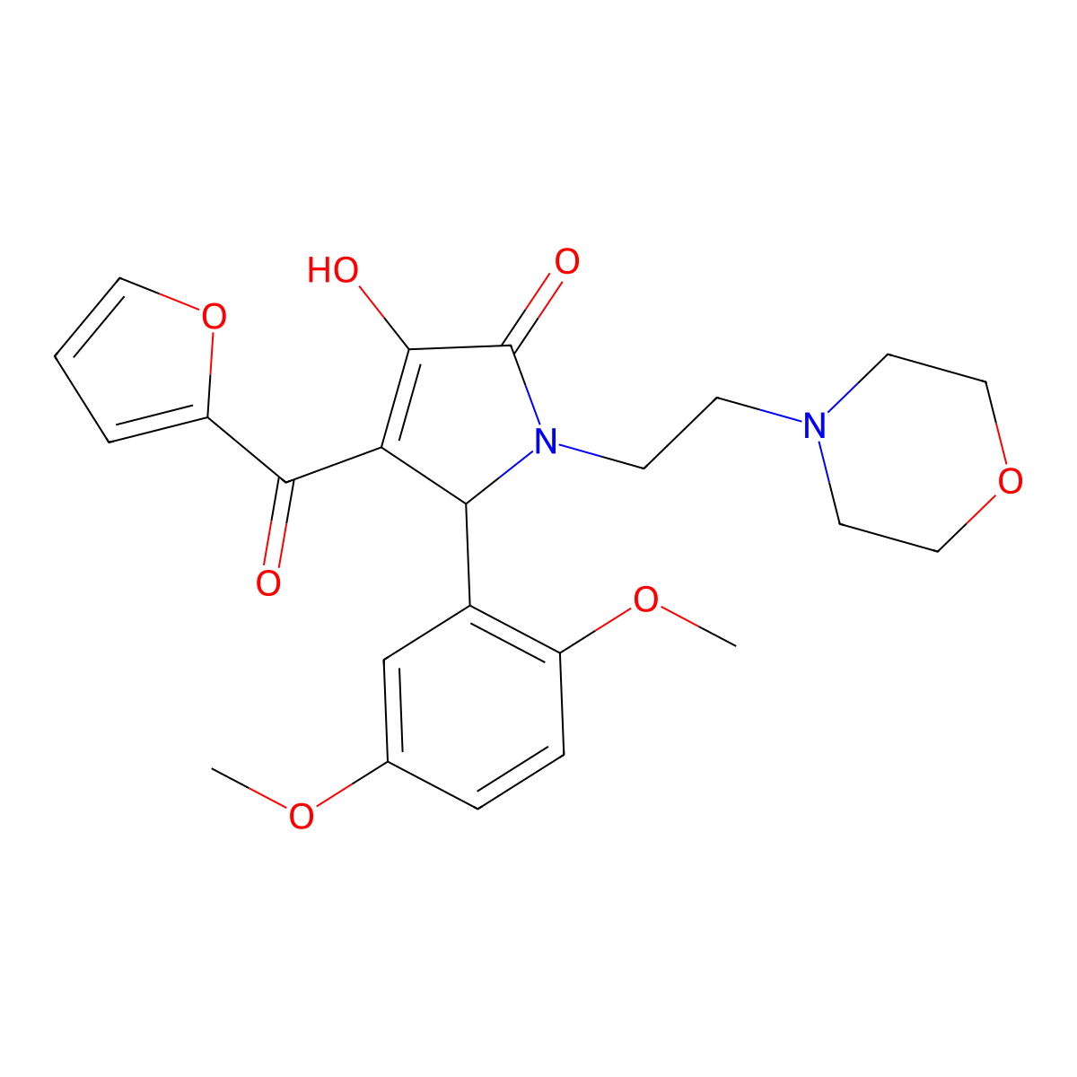 5-(2,5-Dimethoxyphenyl)-4-(2-furylcarbonyl)-3-hydroxy-1-(2-morpholin-4-ylethyl)-3-pyrrolin-2-one molecular structure, CAS 503432-98-2