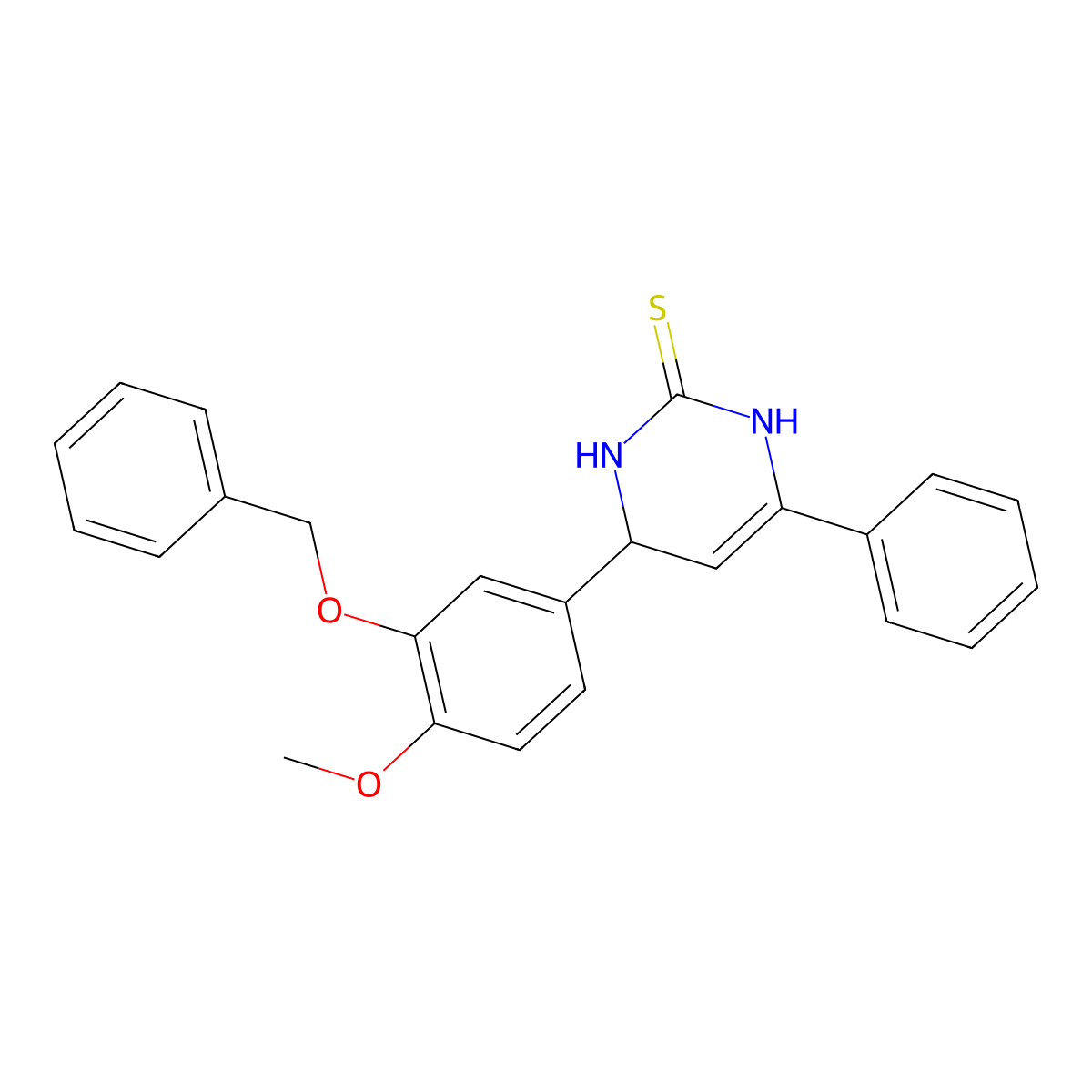 4-(3-(benzyloxy)-4-methoxyphenyl)-6-phenyl-3,4-dihydropyrimidine-2(1H)-thione molecular structure, CAS 503433-25-8