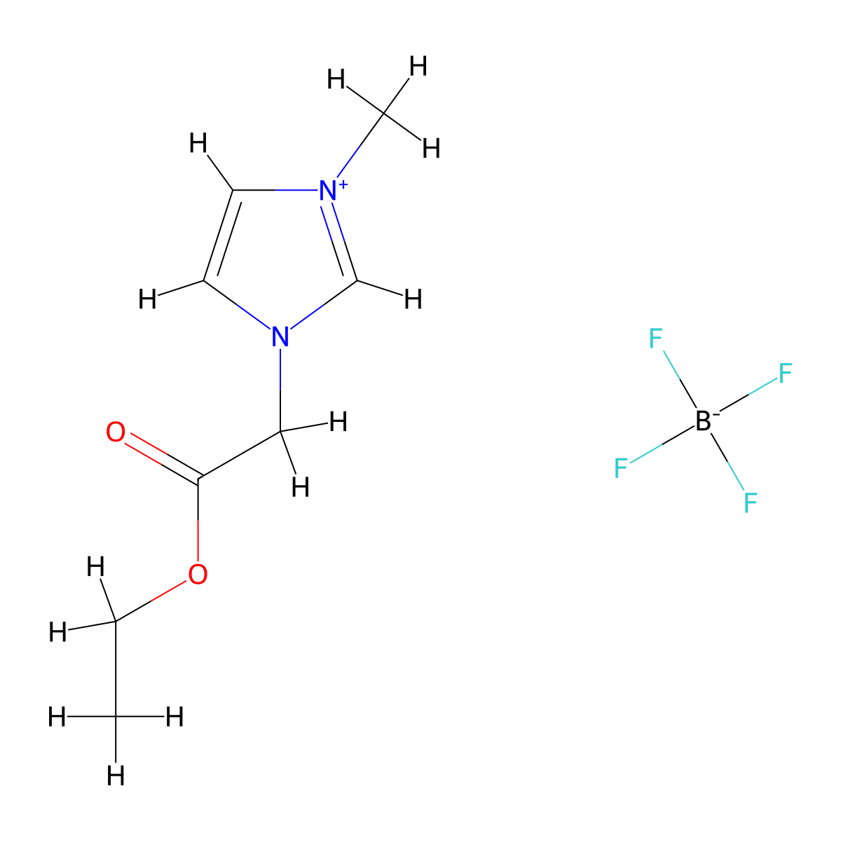 1-Ethyl ester methyl-3-methylimidazolium tetrafluoroborate molecular structure, CAS 503439-30-3