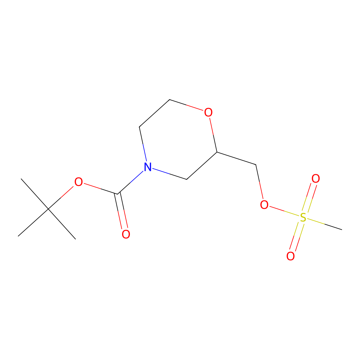 Tert-butyl 2-(((methylsulfonyl)oxy)methyl)morpholine-4-carboxylate molecular structure, CAS 503455-72-9
