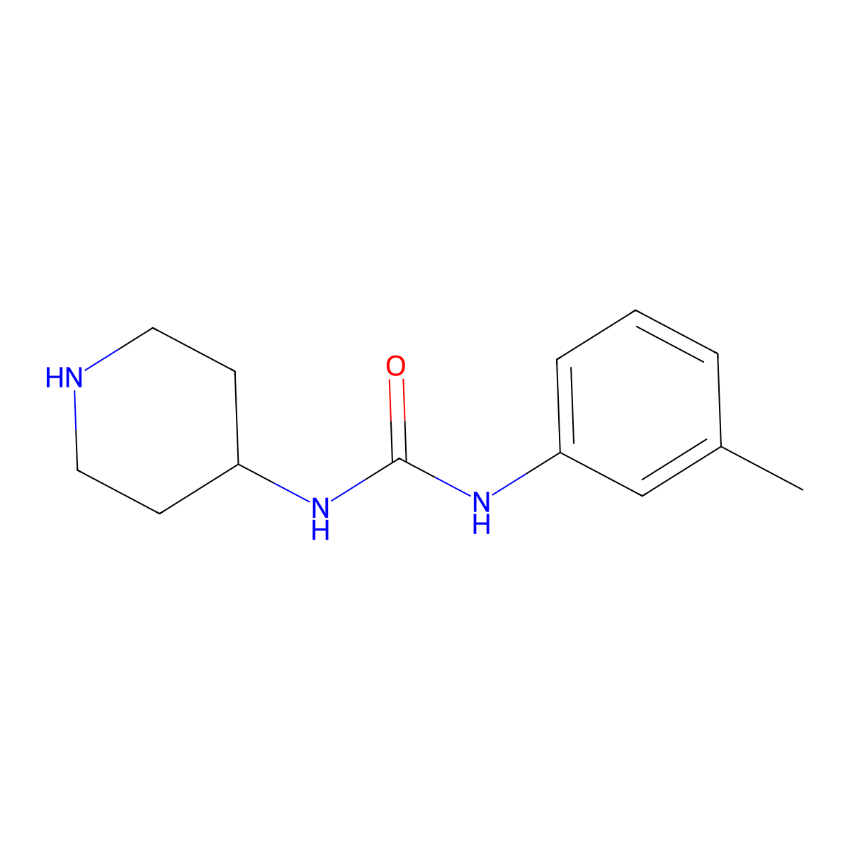 N-(3-Methylphenyl)-N'-piperidin-4-ylurea molecular structure, CAS 503464-74-2