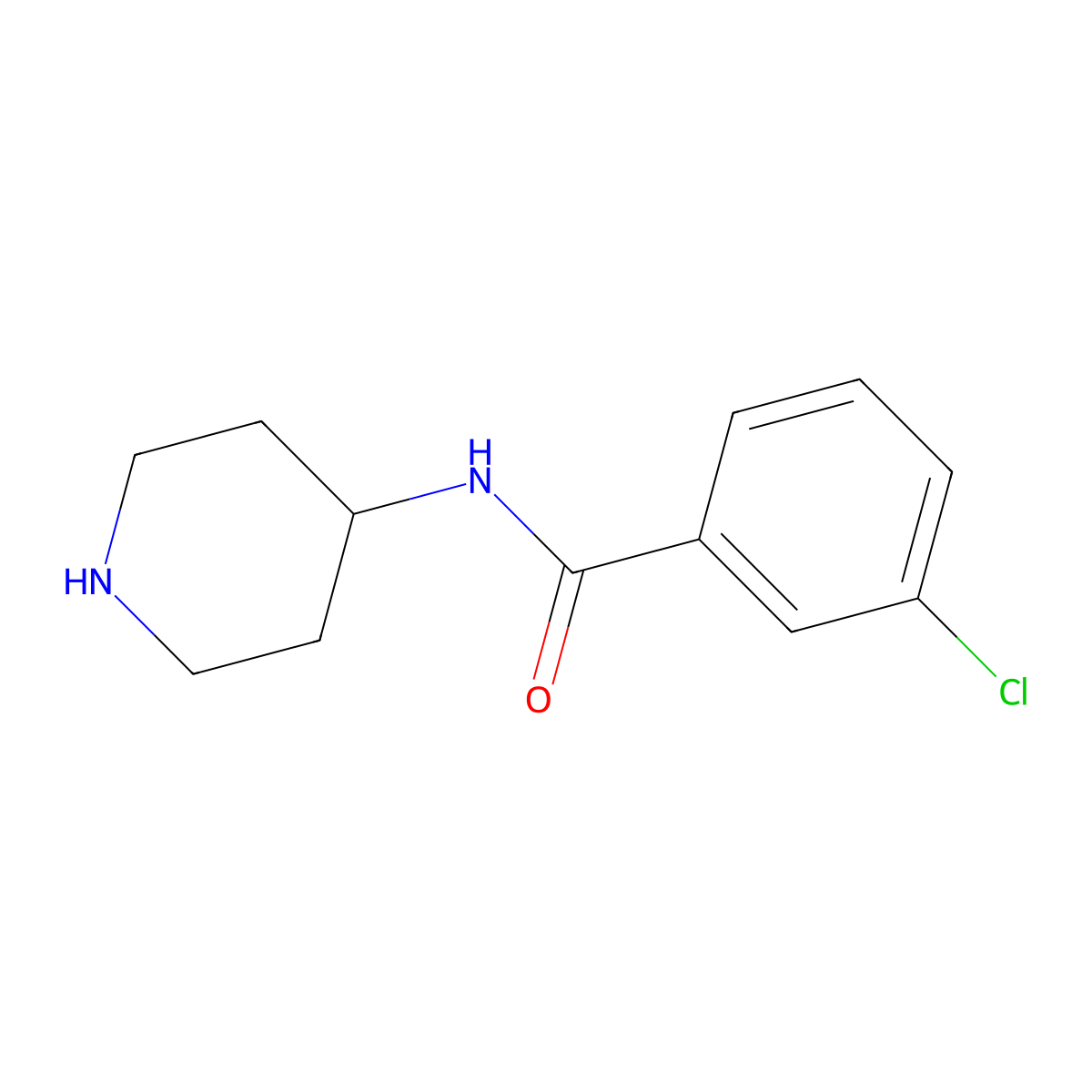 3-Chloro-N-piperidin-4-yl-benzamide molecular structure, CAS 503464-87-7