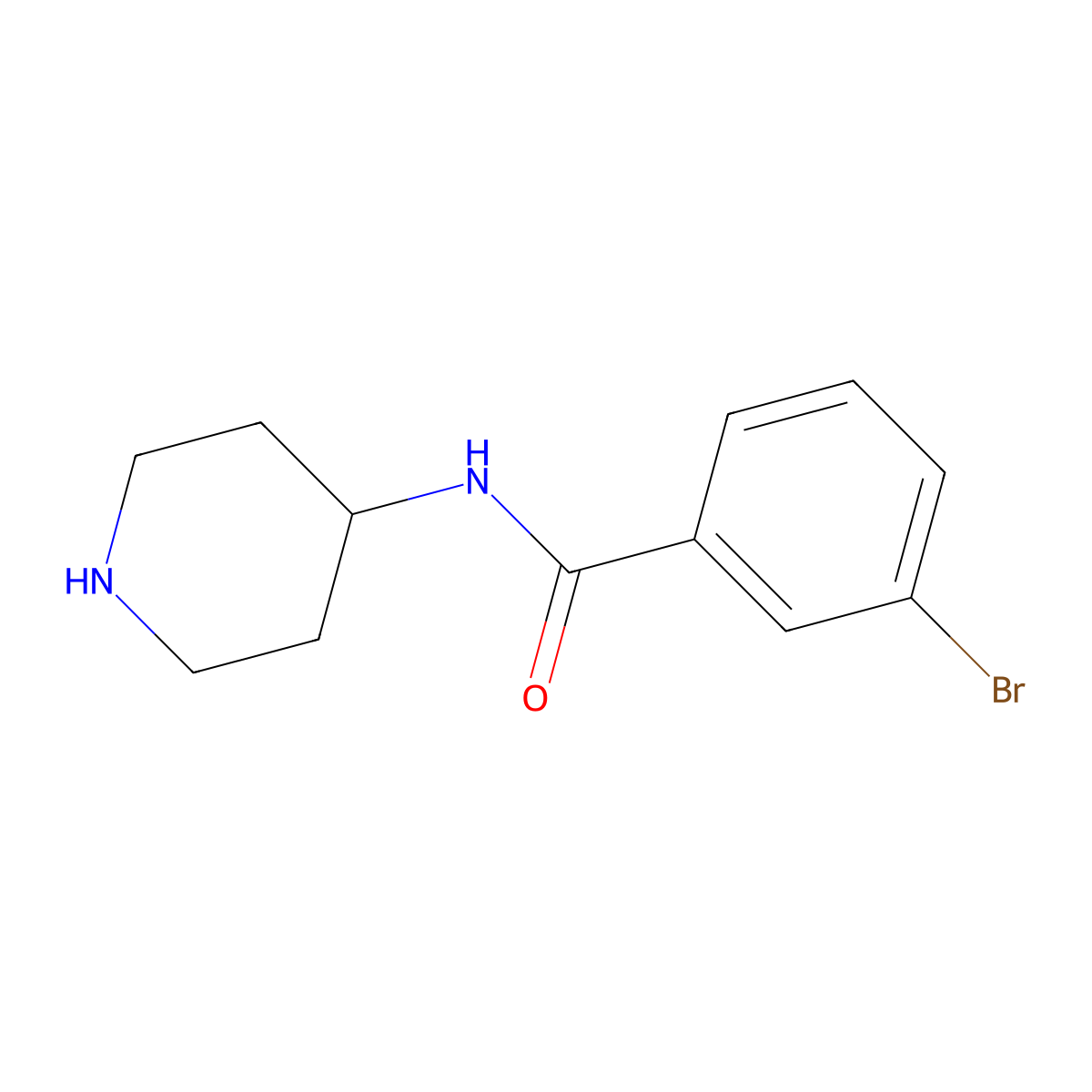 3-Bromo-N-(piperidin-4-yl)benzamide molecular structure, CAS 503464-88-8