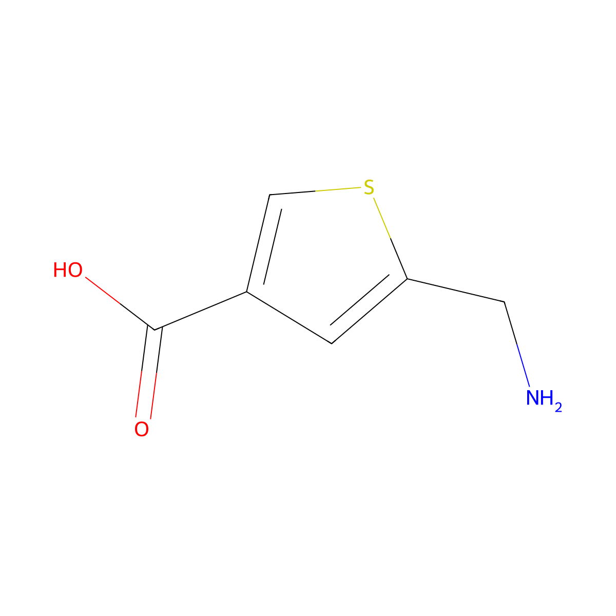 5-(Aminomethyl)thiophene-3-carboxylic acid molecular structure, CAS 503469-38-3