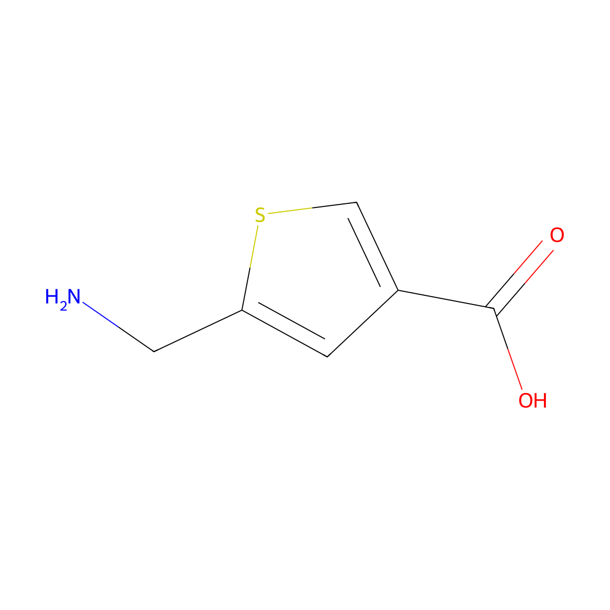 5-(Aminomethyl)thiophene-3-carboxylic acid molecular structure, CAS 503469-38-3