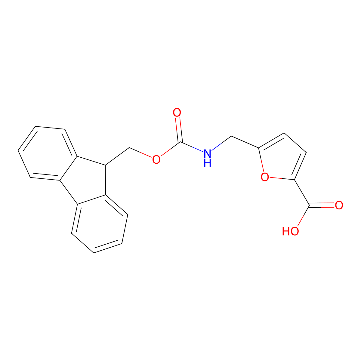 5-[({[(9H-fluoren-9-yl)methoxy]carbonyl}amino)methyl]furan-2-carboxylic acid molecular structure, CAS 503469-51-0