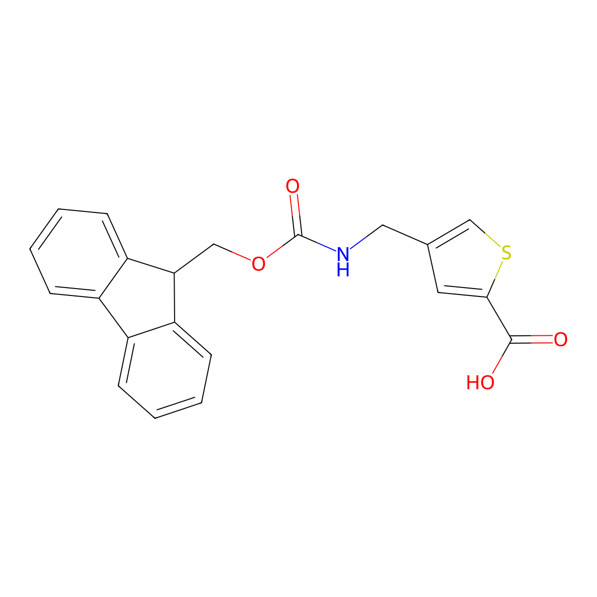 4-[(9H-Fluoren-9-ylmethoxycarbonylamino)methyl]thiophene-2-carboxylic acid molecular structure, CAS 503469-94-1